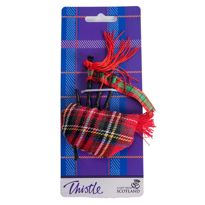 Musical Bagpipes Magnet – Red Tartan Fridge Magnet Plays 'Scotland the Brave' - Heritage Of Scotland - Red Tartan