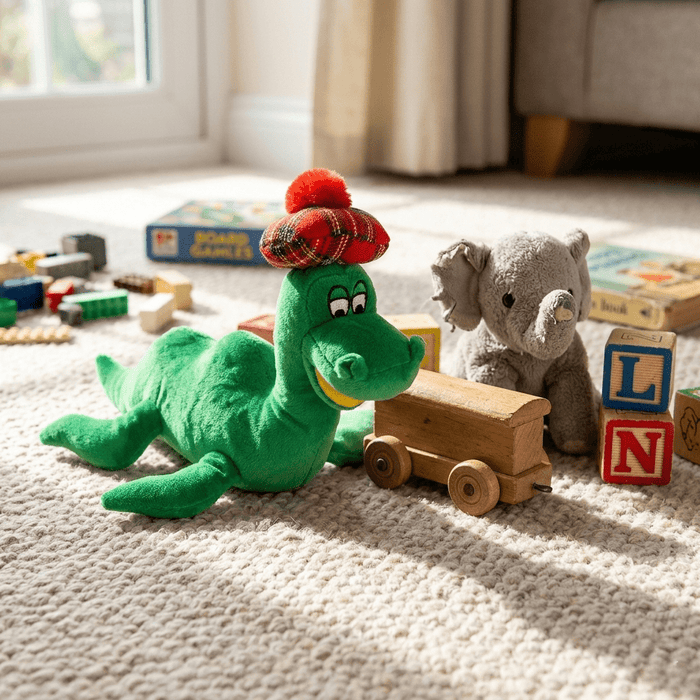 Nessie Plush Toy with Tartan Hat – Soft Scottish Loch Ness Souvenir - Heritage Of Scotland -