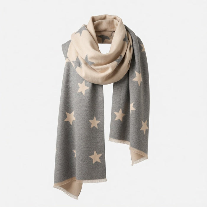 New Star Super Soft Stole Scarf – Cream & Light Grey - Heritage Of Scotland -