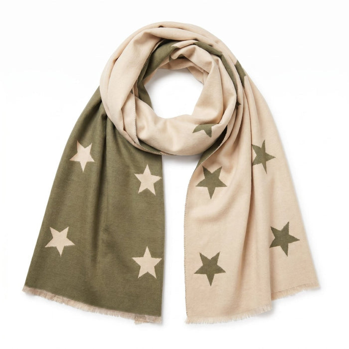 New Star Super Soft Stole Scarf – Olive and Beige - Heritage Of Scotland -