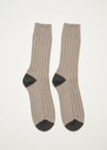 Oatmeal Grey Toe Merino Wool Socks | Large