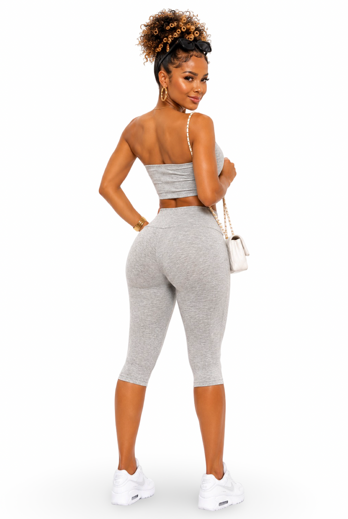 On a Daily - Matching Stretch Tube Capri Pants Set