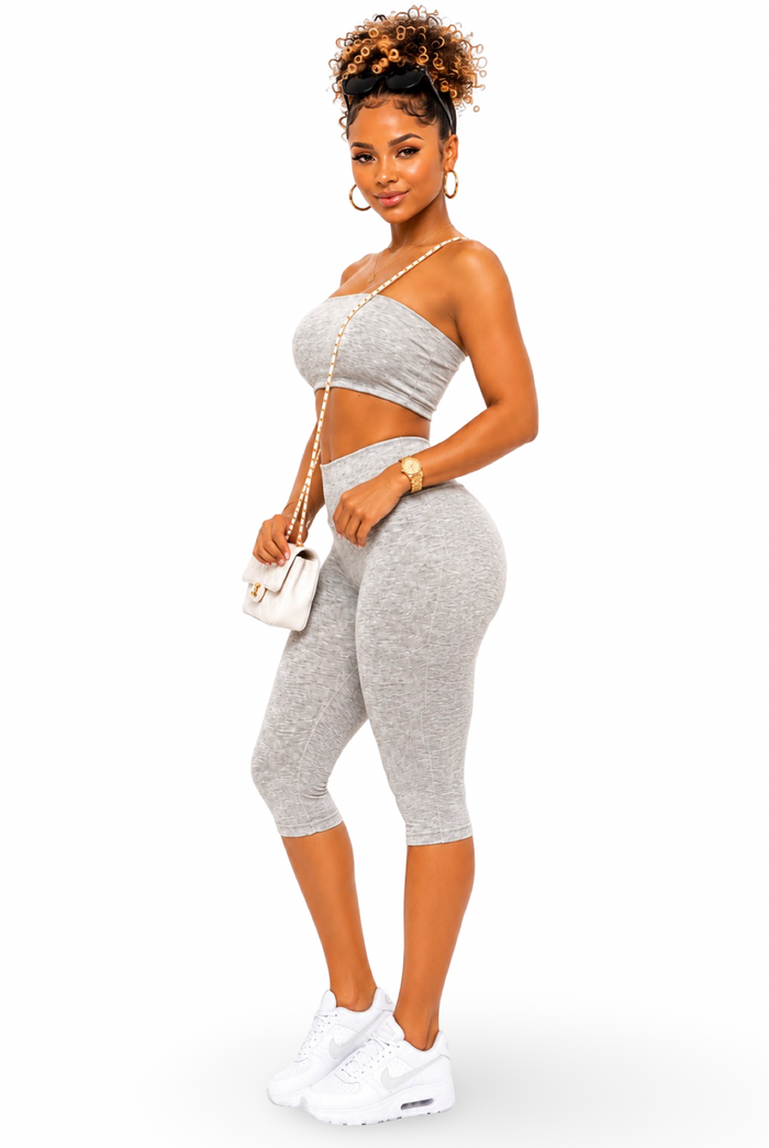 On a Daily - Matching Stretch Tube Capri Pants Set