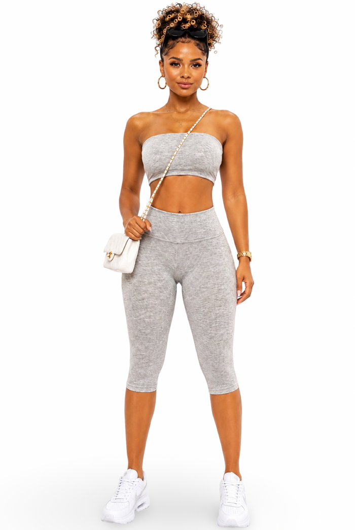 On a Daily - Matching Stretch Tube Capri Pants Set
