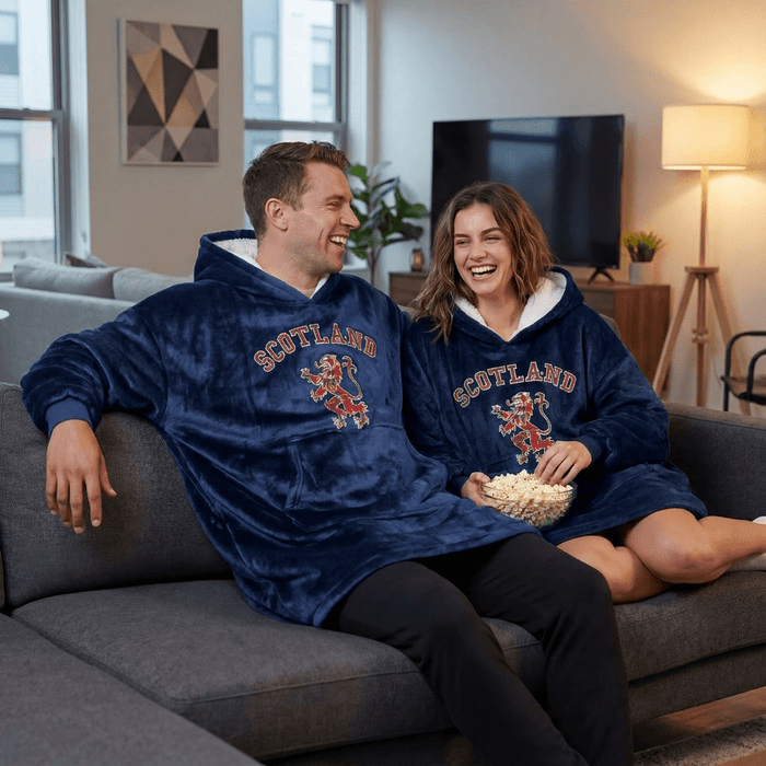 Oversized Scotland Hoodie Blanket for Adults – Navy Lion Rampant Design - Heritage Of Scotland -