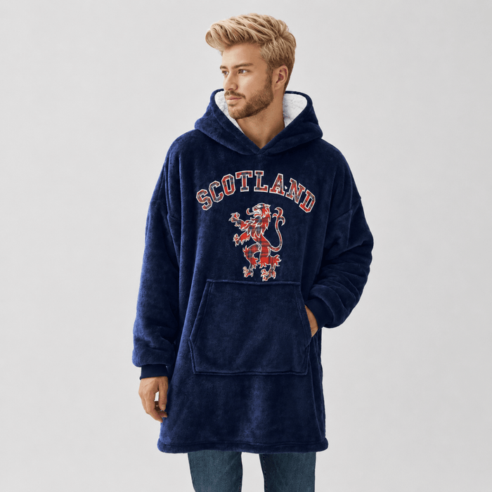 Oversized Scotland Hoodie Blanket for Adults – Navy Lion Rampant Design - Heritage Of Scotland -
