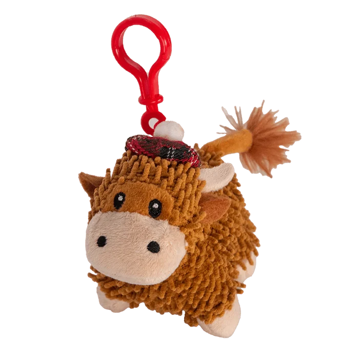 Plush Bag Charm Keyrings – Nessie, Coo or Hairy Haggis (Brown or Cream) - Heritage Of Scotland - Chenille Highland Coo
