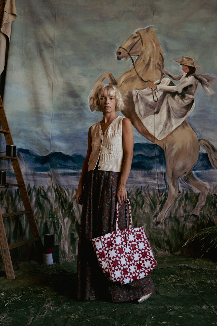 Quilted Lone Star Market Tote in Maple Red - PREORDER
