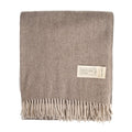 Recycled Wool Herringbone Blanket with Fringe - Soft Warm Throw - TAUPE - Heritage Of Scotland -