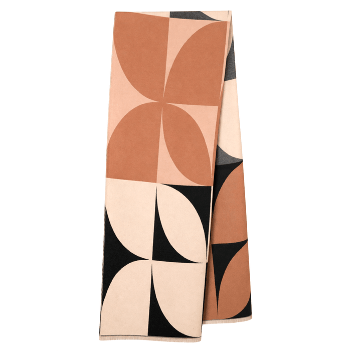 Retro Geometric Scarf - Elegant Everyday Shawl - Heritage Of Scotland - BLACK MIX