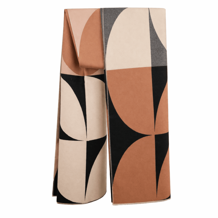 Retro Geometric Scarf - Elegant Everyday Shawl - Heritage Of Scotland - BLACK MIX