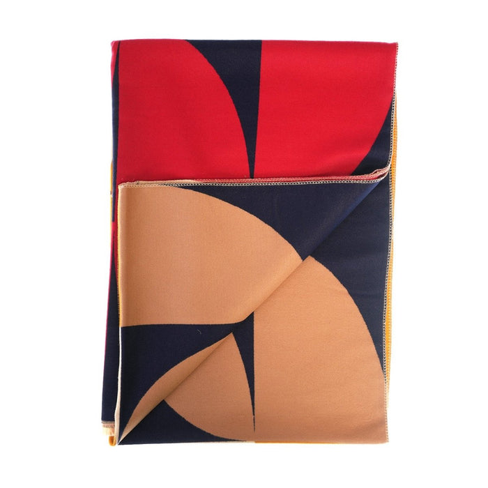 Retro Geometric Scarf - Elegant Everyday Shawl - Heritage Of Scotland - NAVY/RED