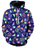 Retro Shapes Peace Symbols Blue Unisex Hoodie Sartoris Art Epic Hoodie