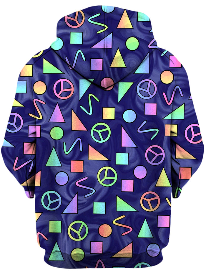Retro Shapes Peace Symbols Blue Unisex Hoodie Sartoris Art Epic Hoodie