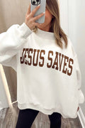 Reversible Christian Faith Print Mock Neck Pullover Sweatshirt – Light Grey