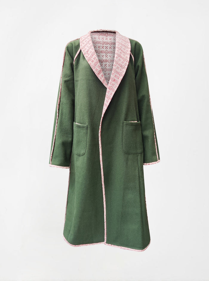 reversible recycled wool coat custom