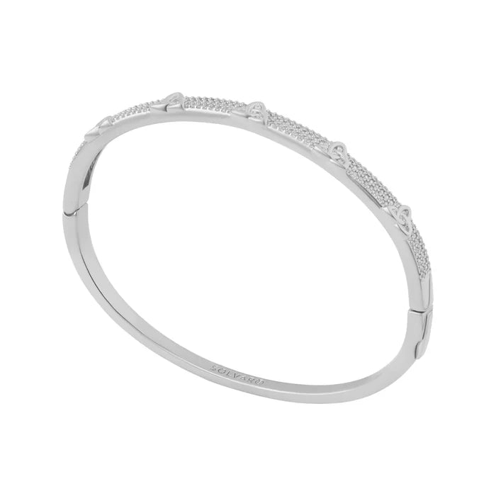 Rhodium Crystal Trinity Knot Bangle