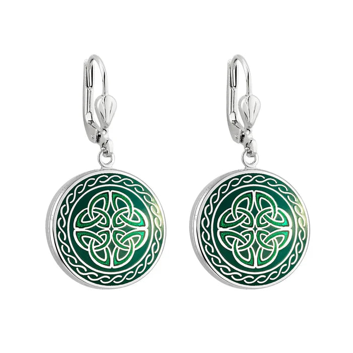 Rhodium Four Trinity Knot Enamel Earrings