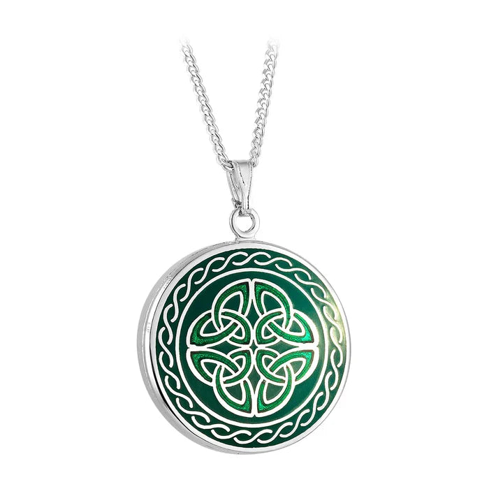Rhodium Four Trinity Knot Enamel Neckalce