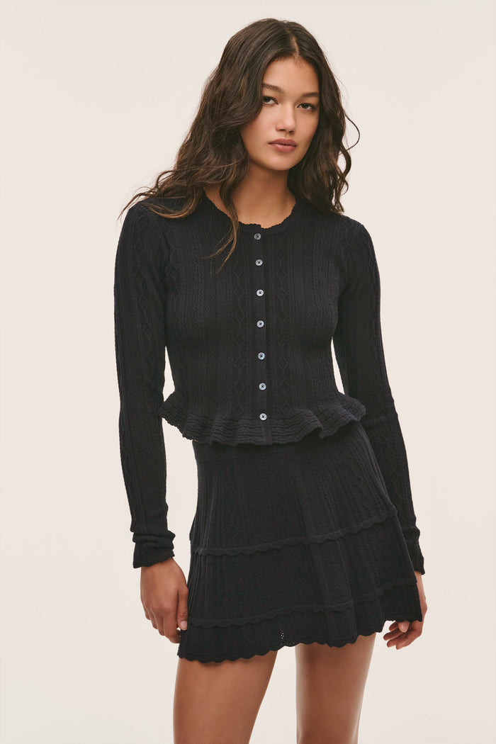 Rora Stretch Pointelle Mini Skirt