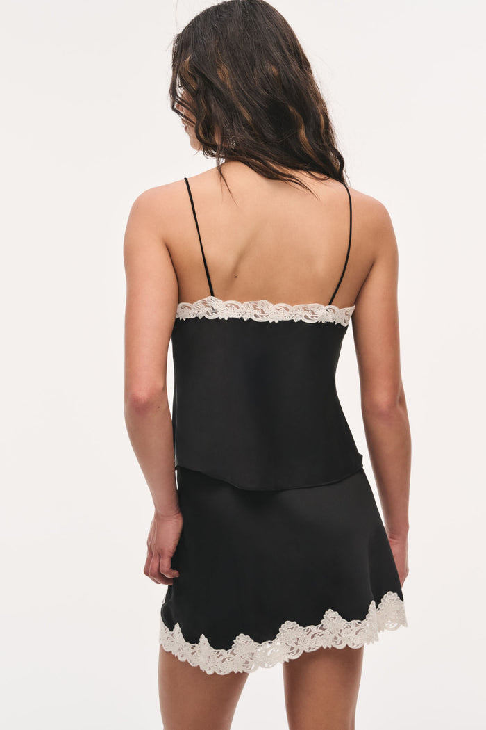 Sabrine Crepe Lace Bow Mini Skirt
