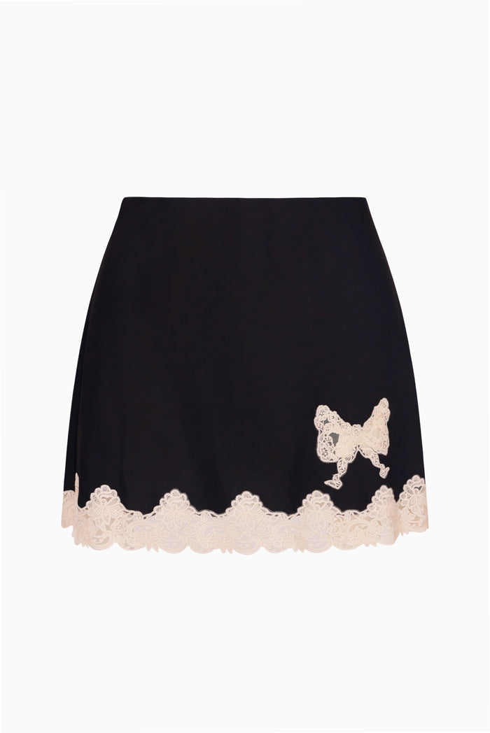 Sabrine Crepe Lace Bow Mini Skirt