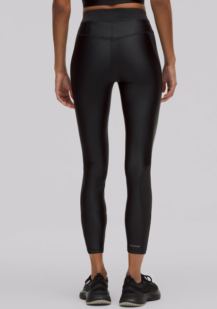 Satin Shine Panelled High-Rise Tight 25" | Wordmark