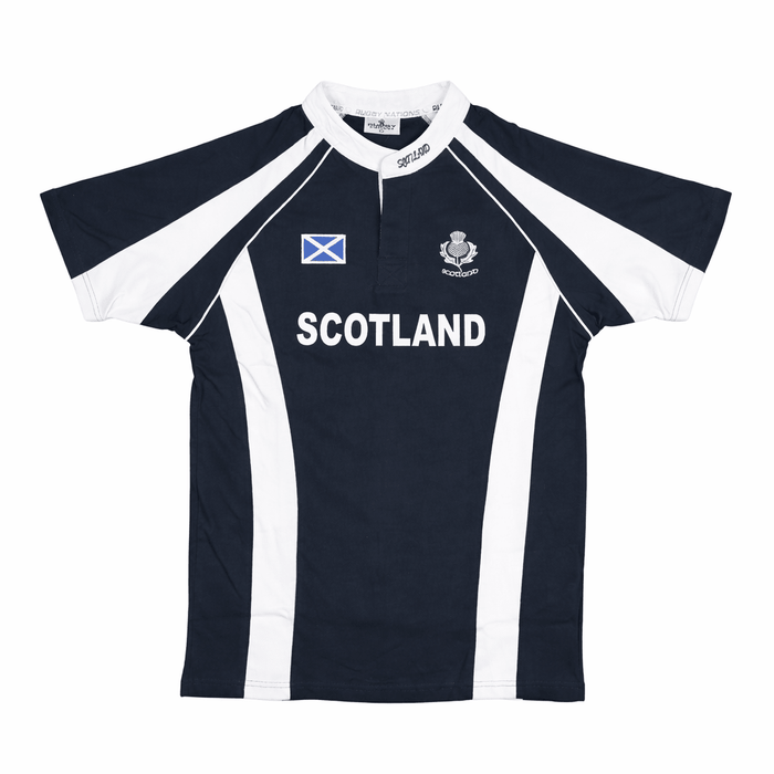 Scotland Haka Rugby Shirt Navy – Classic Scottish Rugby Top - Heritage Of Scotland - S