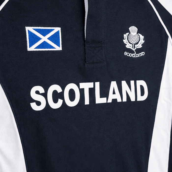 Scotland Haka Rugby Shirt Navy – Classic Scottish Rugby Top - Heritage Of Scotland - S