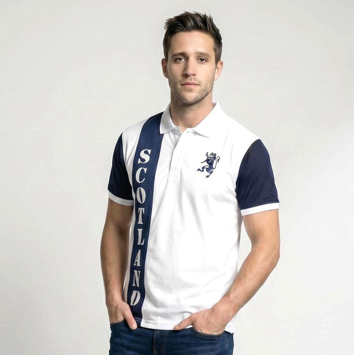 Scotland Richard Polo Shirt White - Navy - Heritage Of Scotland - WHITE/NAVY / S