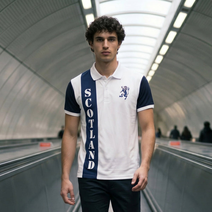 Scotland Richard Polo Shirt White - Navy - Heritage Of Scotland - WHITE/NAVY / S