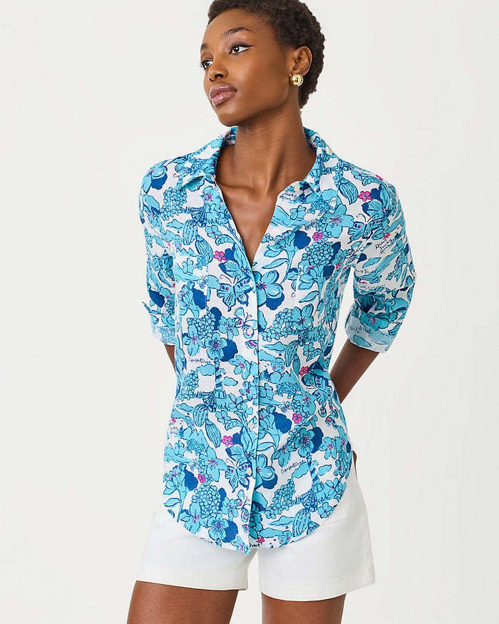 Sea View Button Down Top