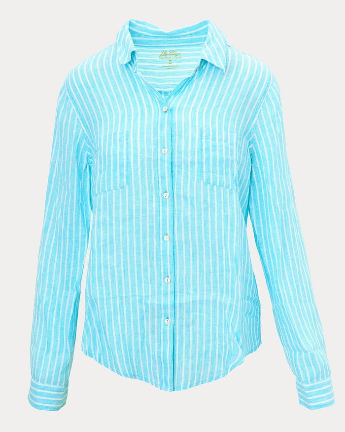 Lilly Pulitzer - Sea View Button Down Top - Capri Blue Saint Tropez Stripe
