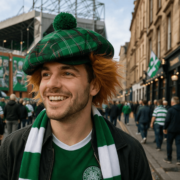 See You Jimmy Hat – Green Tartan Scottish Novelty Hat with Ginger Hair - Heritage Of Scotland -