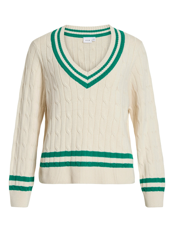 Senna V-Neck Jumper (Birch/Tramarin)
