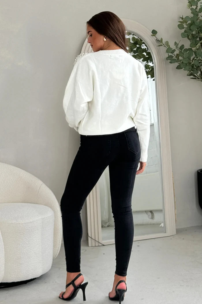 Sia Pearl & Sequin Jumper (Cream)