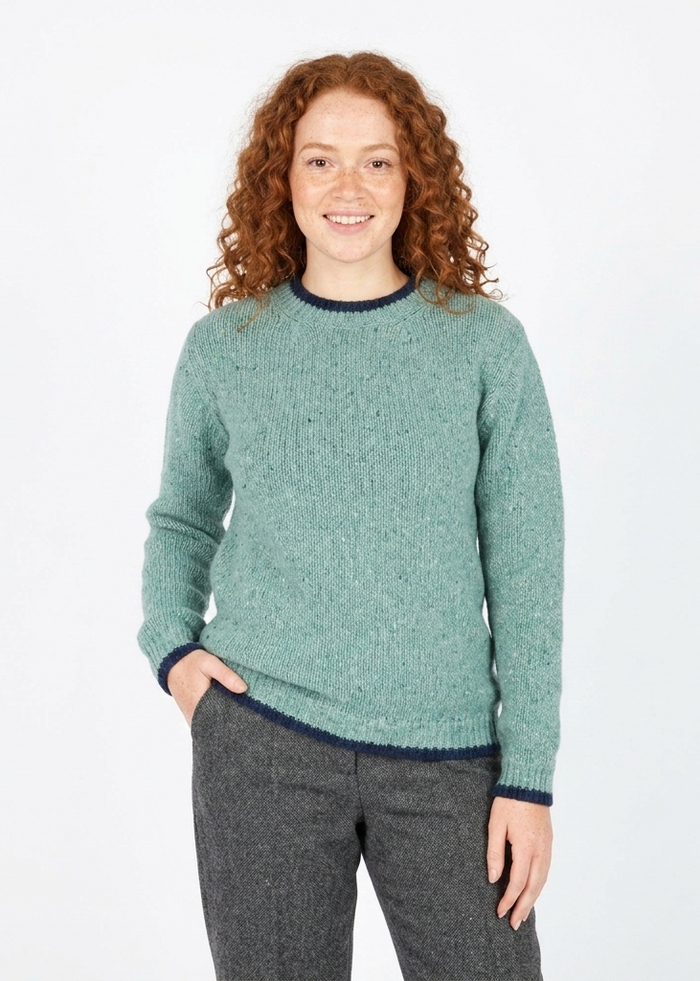 Slaney Crew Neck Sweater - Wool Cashmere Blend | Ocean Mist