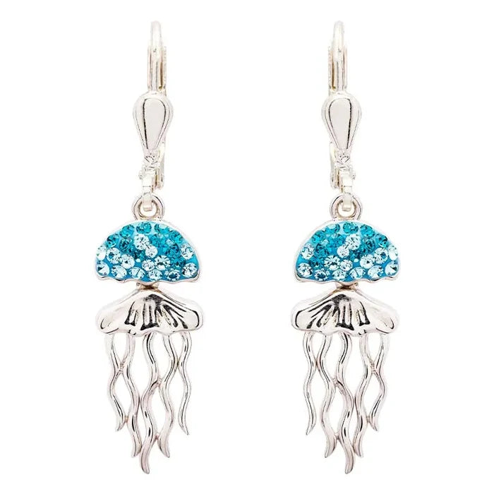 Sterling Silver Aqua Jellyfish Earrings