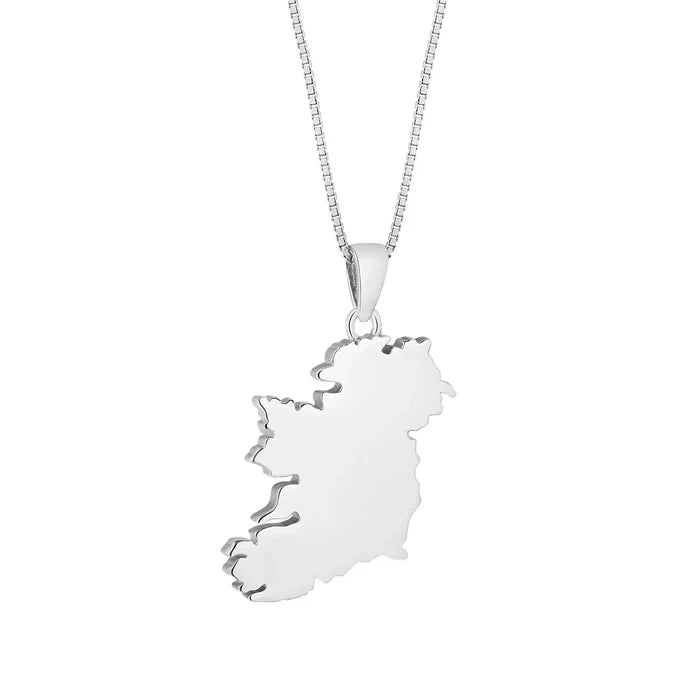 Sterling Silver Large Map Of Ireland Pendant