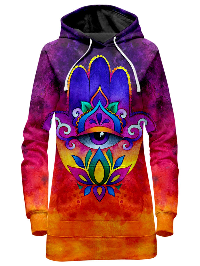 Sunset Hamsa Hoodie Dress BrizBazaar Epic Hoodie