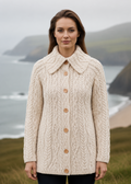 Super Soft 100% Merino Wool Aran Cardigan - Made in Ireland