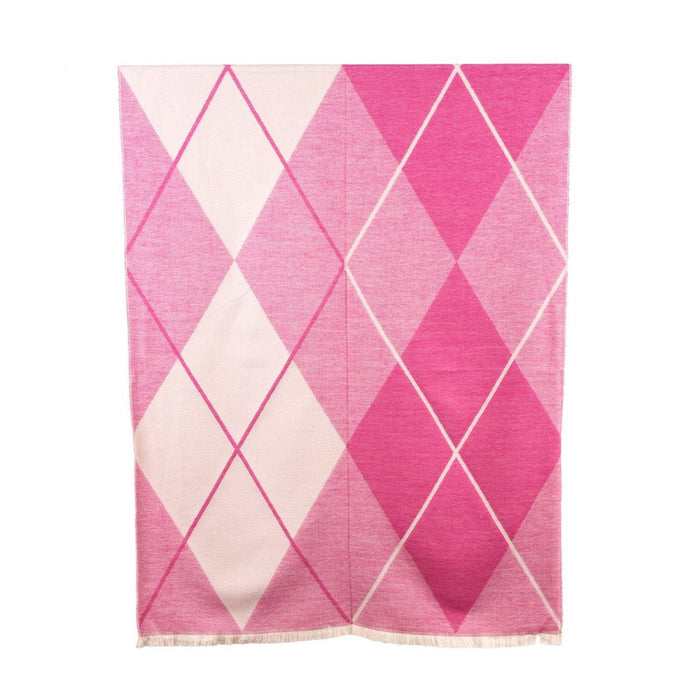 Super Soft Argyle Stole – Lightweight Luxury Wrap Scarf for Everyday Style - Heritage Of Scotland - FUCHSIA ROSE/WHISPER WHITE