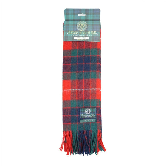 Tartan of Scotland 100% Pure New Wool Clan Scarf - Fraser Red - Heritage Of Scotland -
