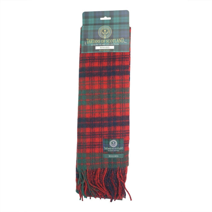 Tartan of Scotland 100% Pure New Wool Clan Scarf - Ross Red - Heritage Of Scotland -