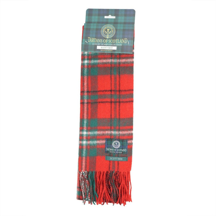 Tartan of Scotland 100% Pure New Wool Clan Scarf - Scott Red - Heritage Of Scotland -