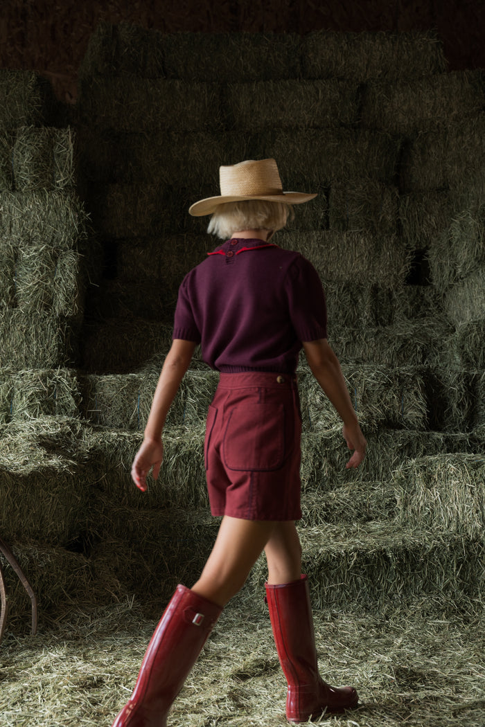 The Barb Sweater in Burgundy and Red - PREORDER