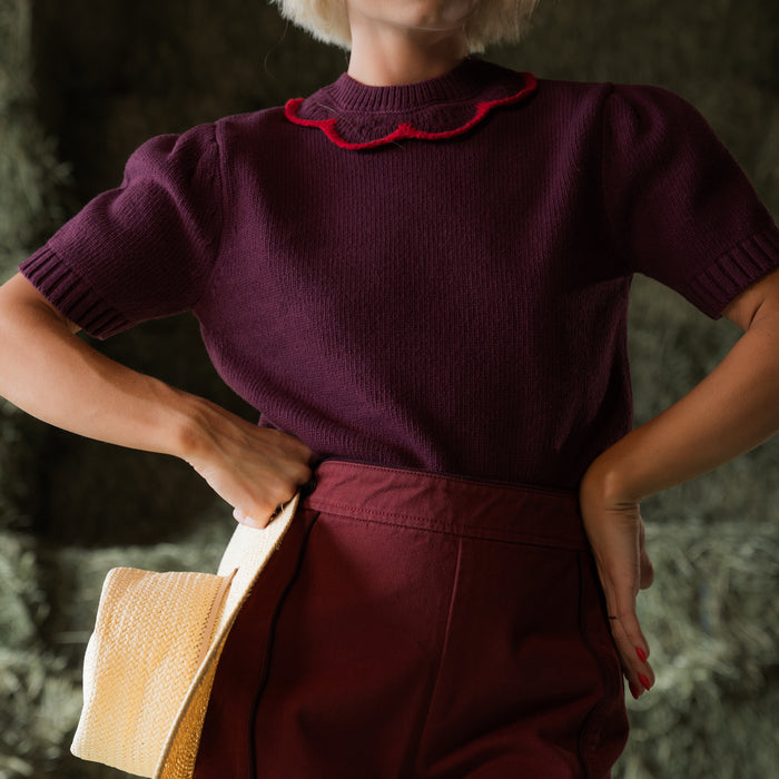 The Barb Sweater in Burgundy and Red - PREORDER