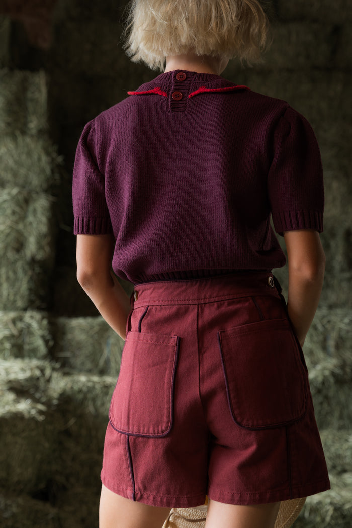 The Barb Sweater in Burgundy and Red - PREORDER