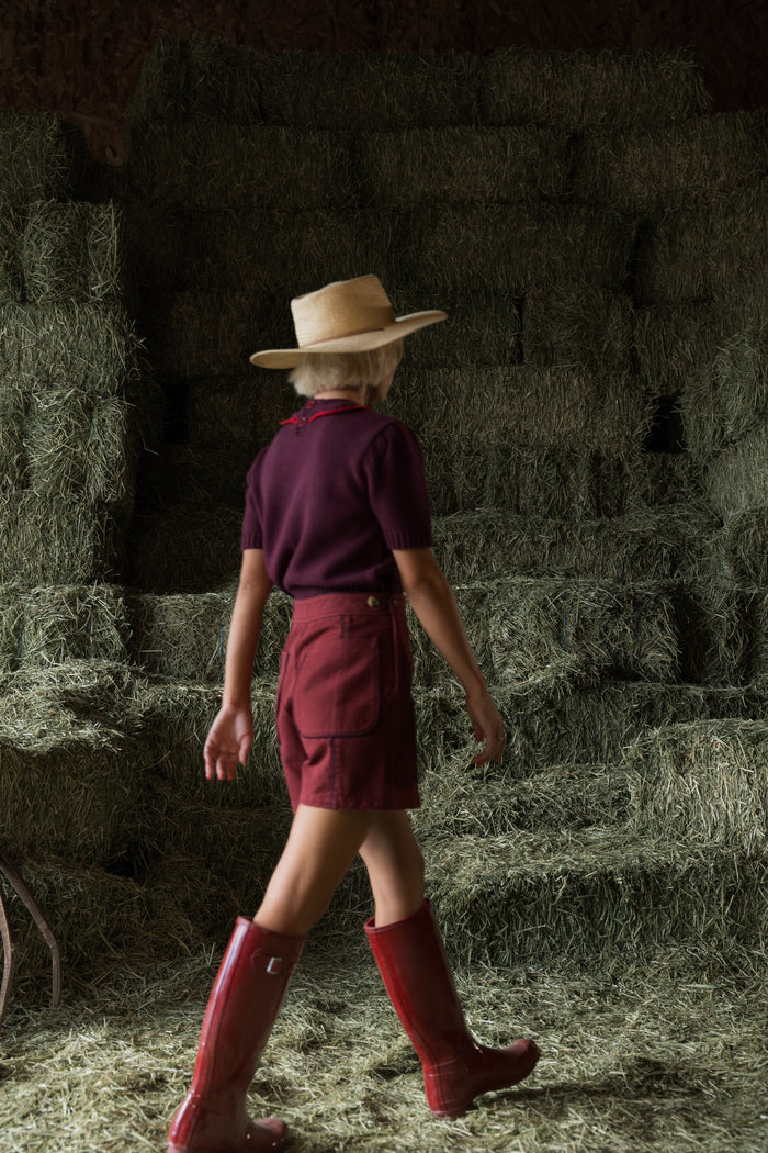 The Barb Sweater in Burgundy and Red - PREORDER