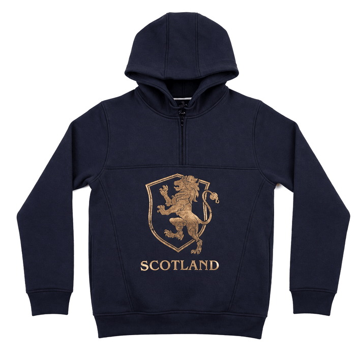 The Highland Heritage: Golden Lion Half - Zip Navy Hoodie - Heritage Of Scotland - NAVY / S